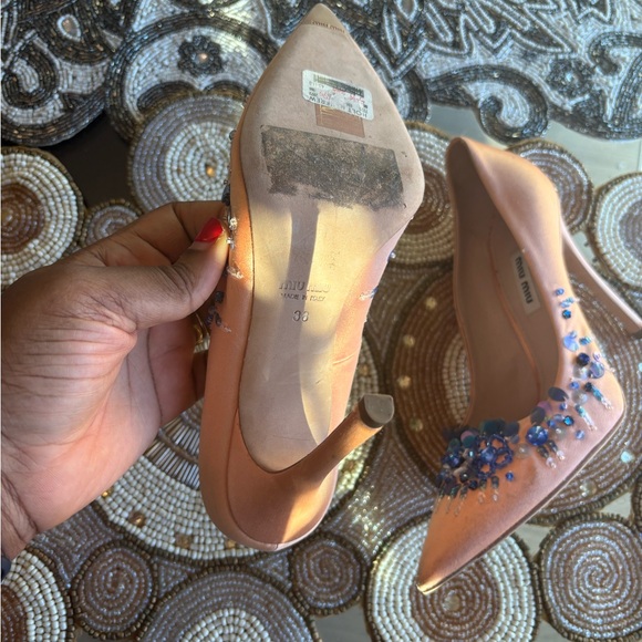 Miu Miu Pink Heels with Blue Embellishments - Picture 5 of 6